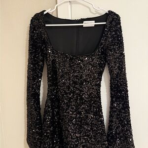 Princess Polly Black Sequin Long Sleeve Dress